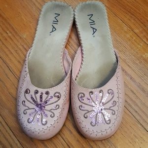 Mia slip on pink leather shoes